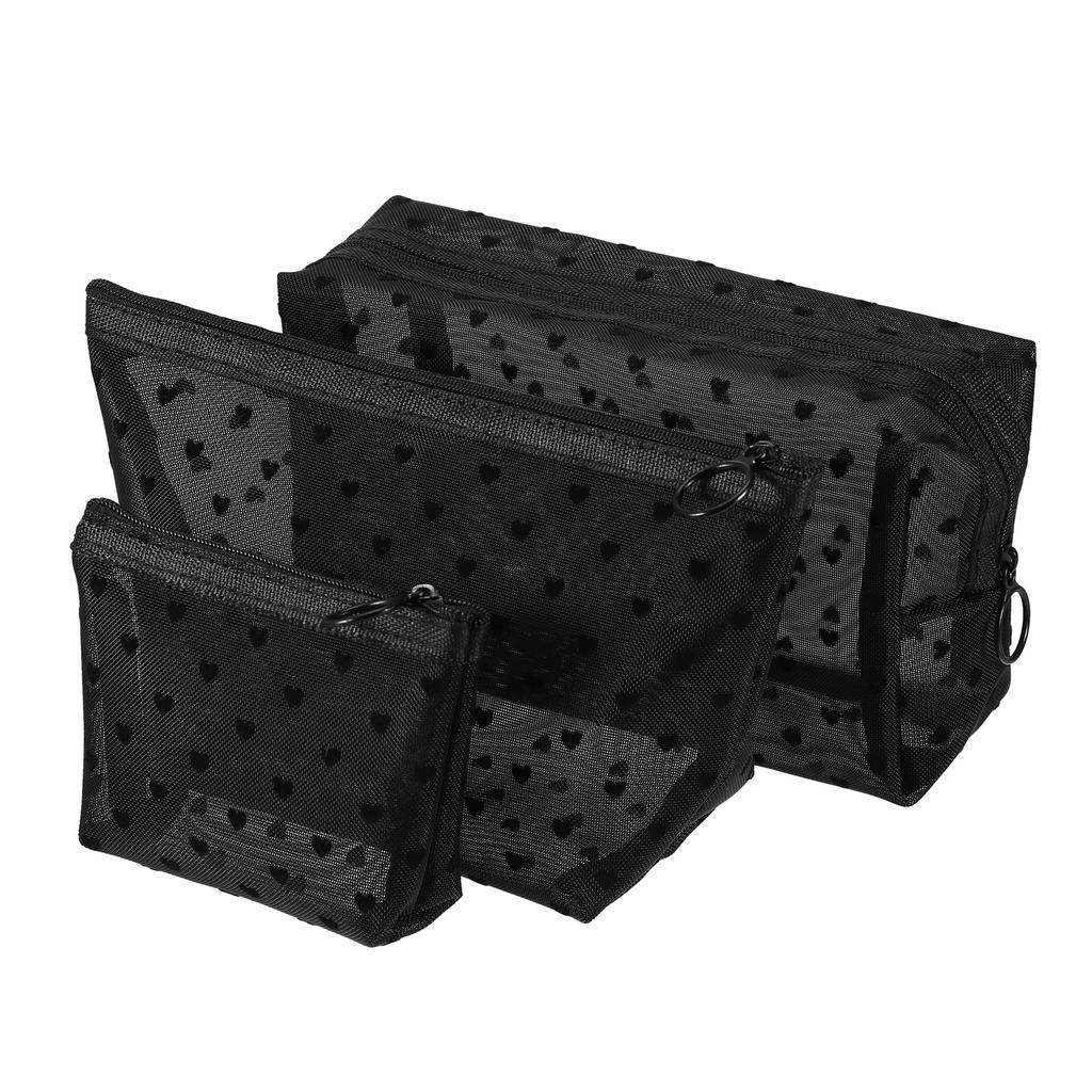 VOCOSTE Makeup Mesh Storage Large Perfect for Business Trips and Black Pouch, Pouch, Pouch, Multifunctional, Capacity, Travel, Clear, 3-Pack,