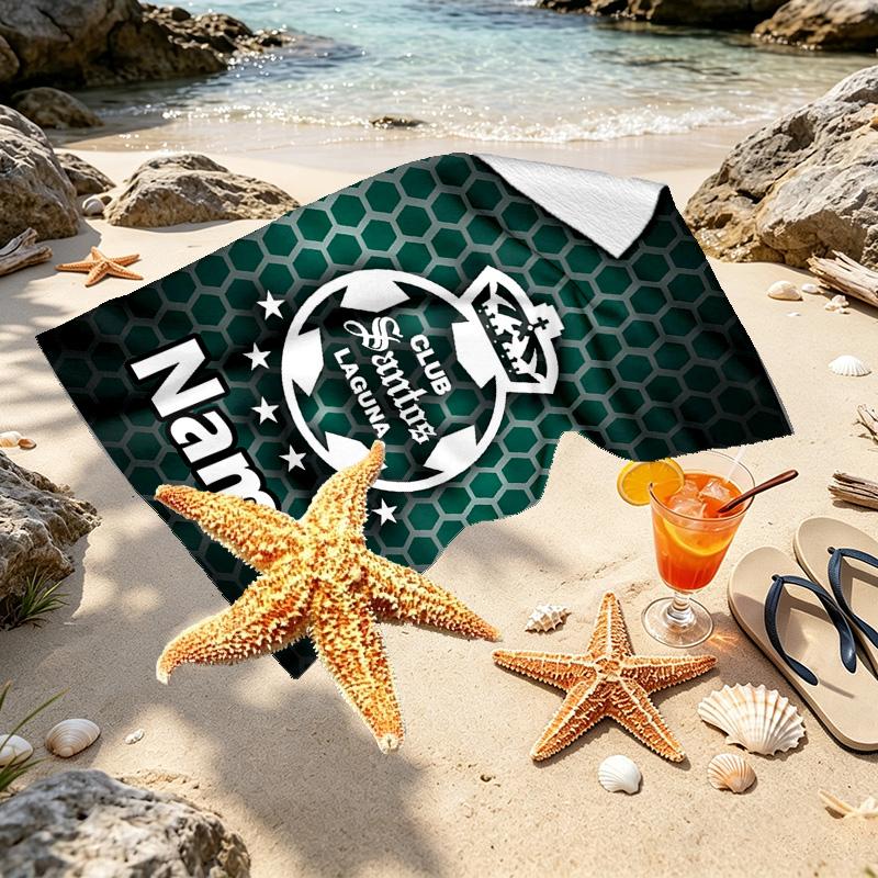 Custom Name Personalized Club Santos Laguna Print Beach Towel, for Trip Camping Beach Party Home Decor, Birthday Gift for Family & Friends