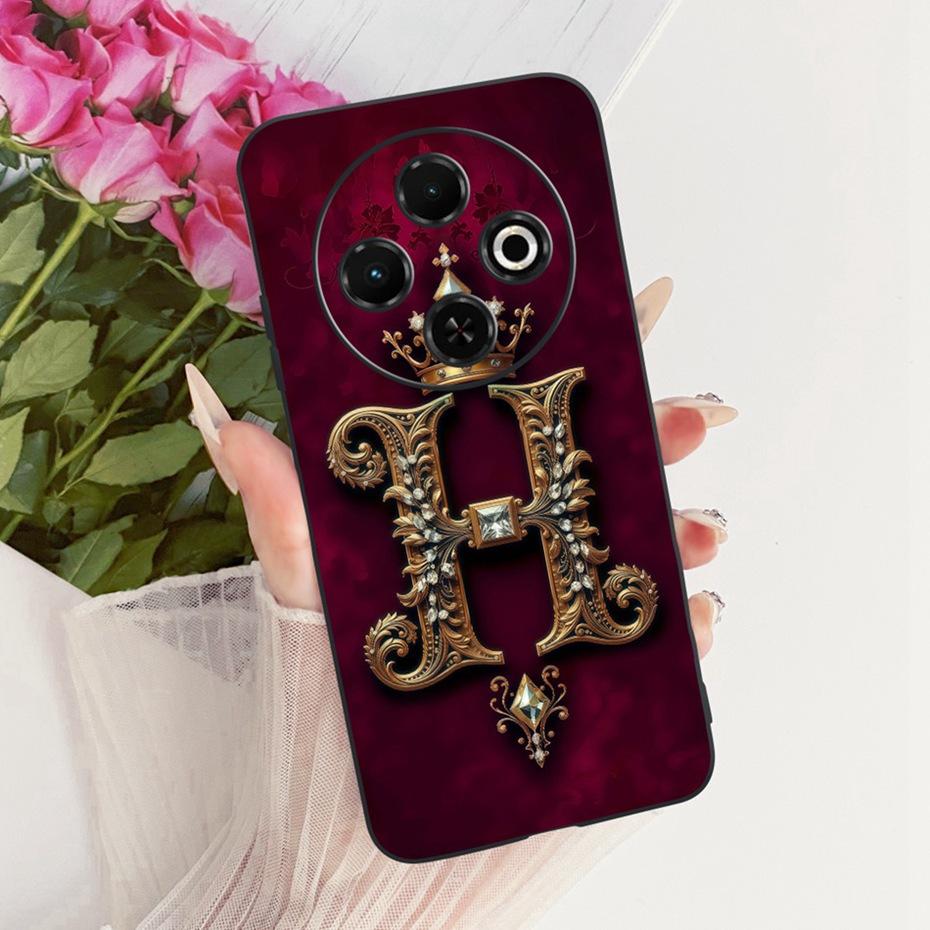 2025 Fashion Crown Letter Case For Tecno Spark 30C 30 Pro 4G Black Silicone Soft Cover For Tecno Spark30C 30 30Pro Phone Cases