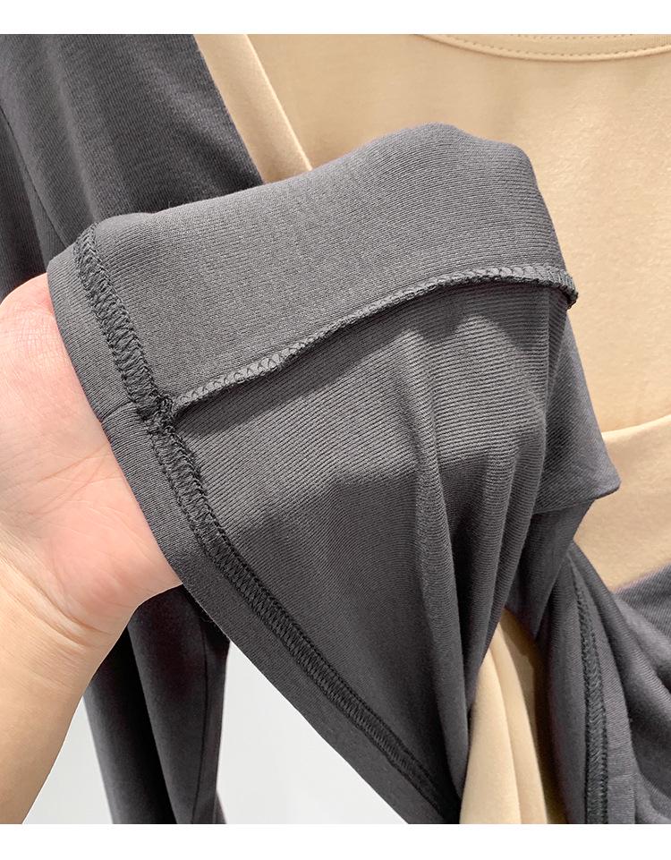 Women's Two-Tone Long-Sleeve Layered T-Shirt: 2026 Autumn/Winter Style, Versatile Inner or Outerwear