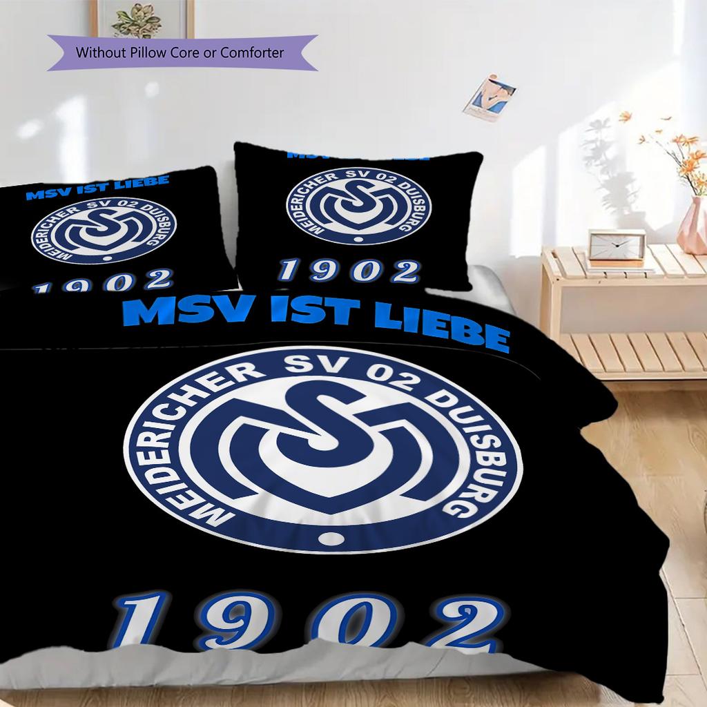 MSV Duisburg Pattern Bedding Quilt Set Quilt Cover Pillowcase Home Decoration Birthday Gift (1 * Duvet Cover + 2 * Pillowcase, Without Core)