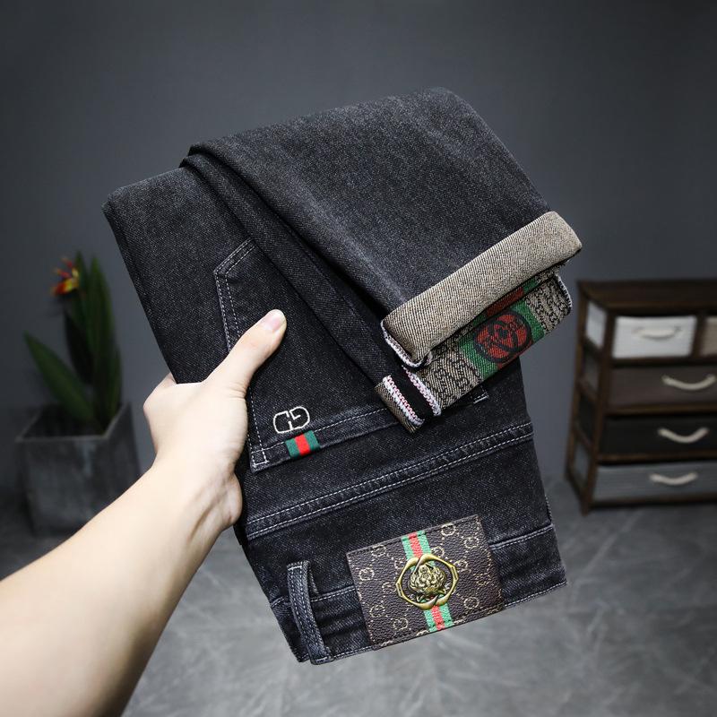 Douyin Trendy Pánské Vysoce Elastické Slim Fit Zimní Džíny - Pohodlné, Cenově Dostupné a Stylová Korejská Móda.