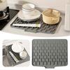 Heat-Resistant Silicone Dish Drying Mat for Kitchen Counter, Non-Slip Built-in Drain Pad, Quick Drying and Durable Kitchen Drain Mat