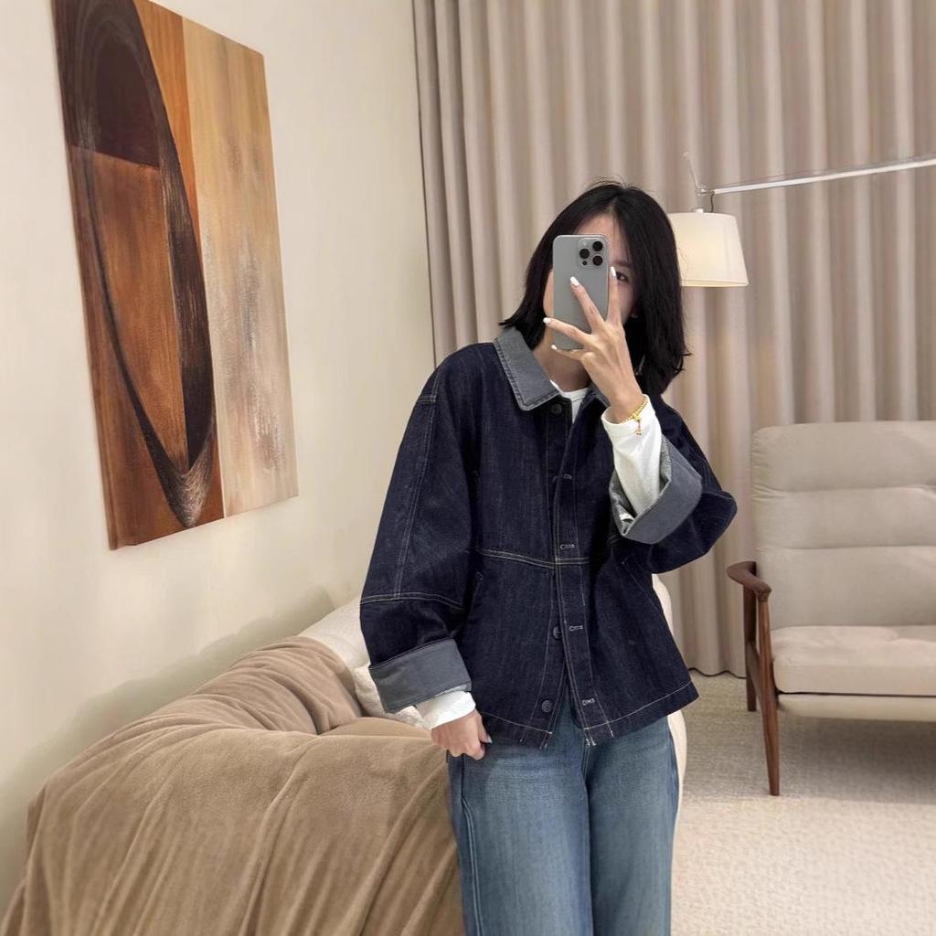 Women's Retro Patchwork Washed Denim Jacket - Spring 2025 Fashion, Loose Casual Top