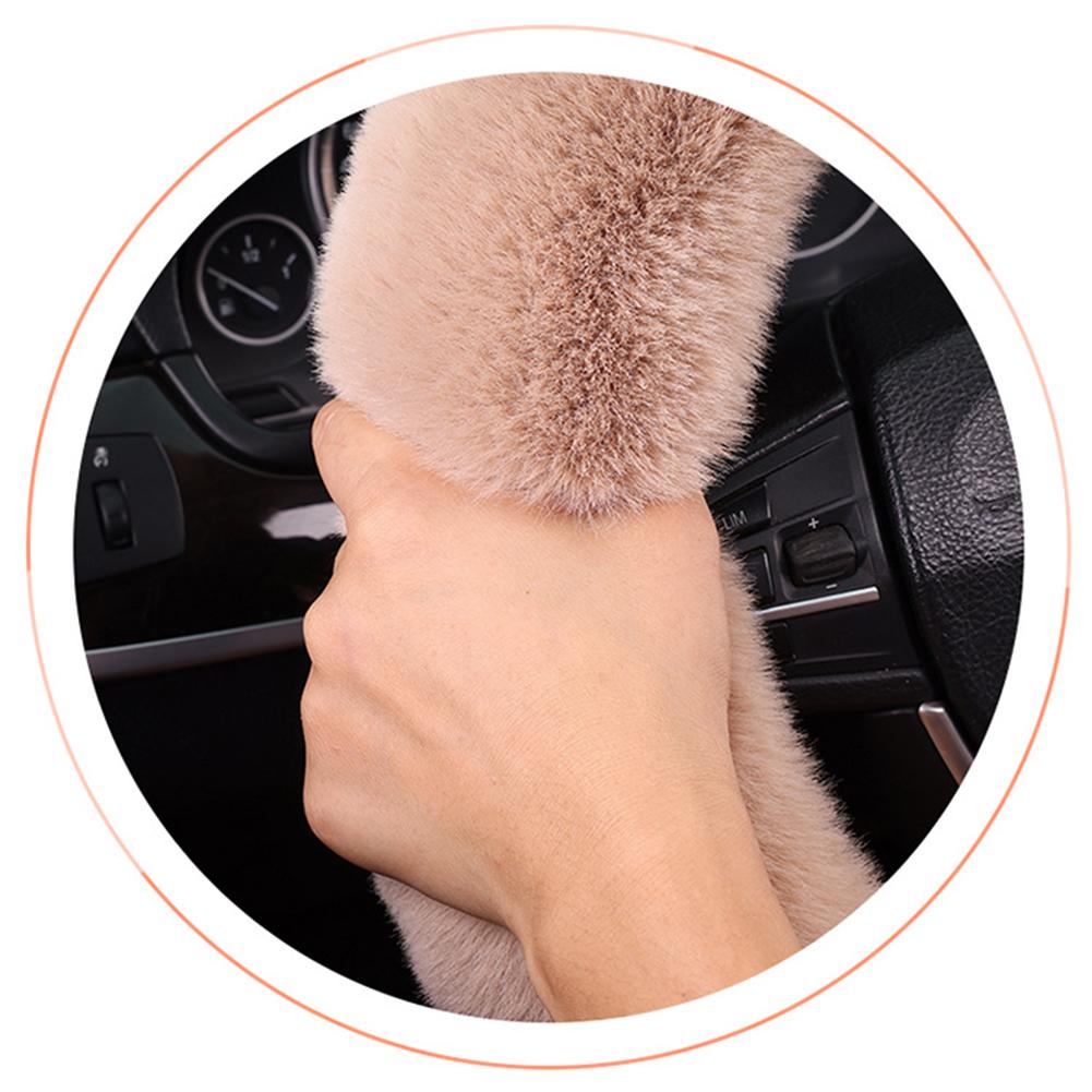Super Soft Winter Car Steering Wheel Cover 38cm Plush Warm Steering-Wheel Cover Universal Protector For Women's Car Accessories