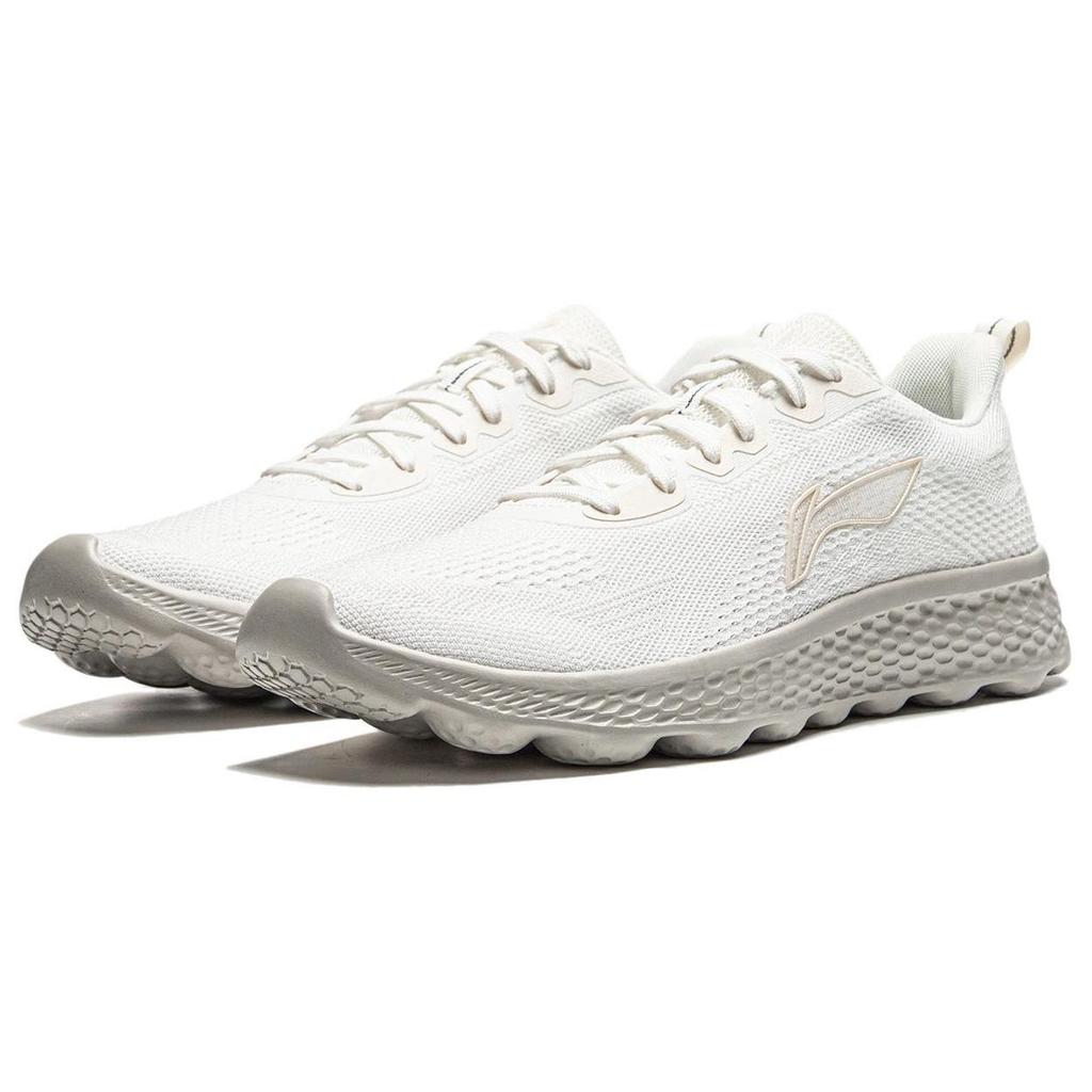 Li Ning Cloud Motion Cushioning Slip Resistant Breathable Reflective Low Top Casual Running Shoes Men's Ecru ARSU023-1