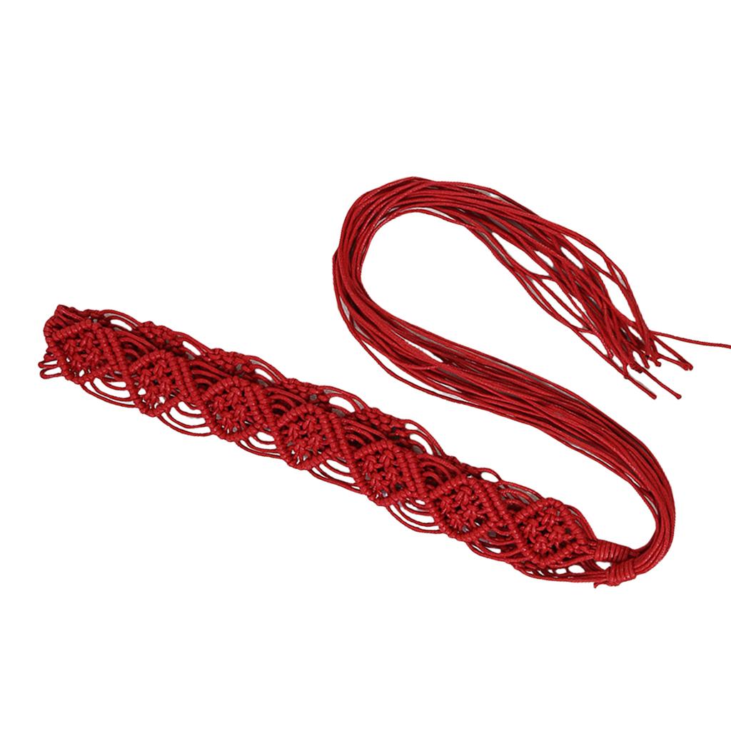 Women Decorative Wax Rope Belt Bohemian Fringed Belt Girl Dress Accessories Ethnic Waiststrap Female Waist Ornament