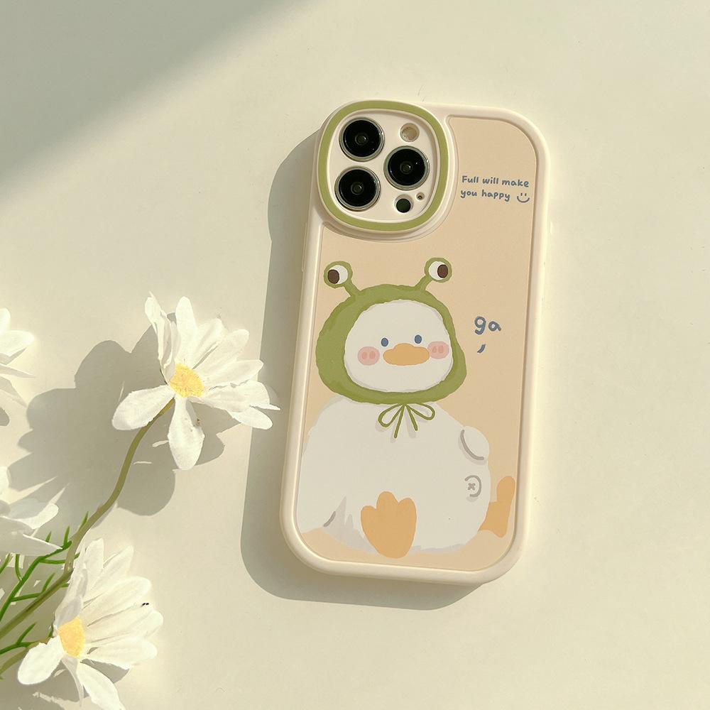 Cute Cute Duck Iphone16 Mobile Phone Case Apple 15 Promax Protective Case 12 Matte 13 Soft 11 Suitable for Xs