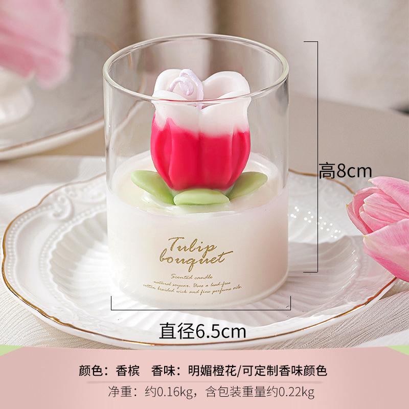 520 Muse Day Romantic Handmade Gift Tulip Flower Aromatherapy Cup Birthday Souvenir Tulip Flower Candle