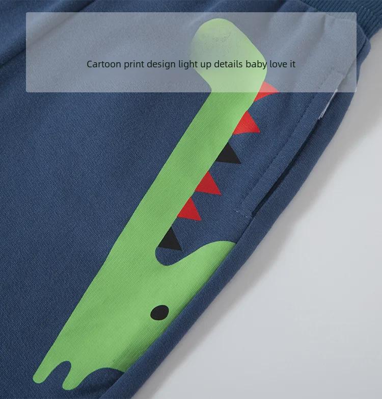 Dinosaur Print Cotton Boy's Casual Sports Pants – Kids' Trendy Trousers