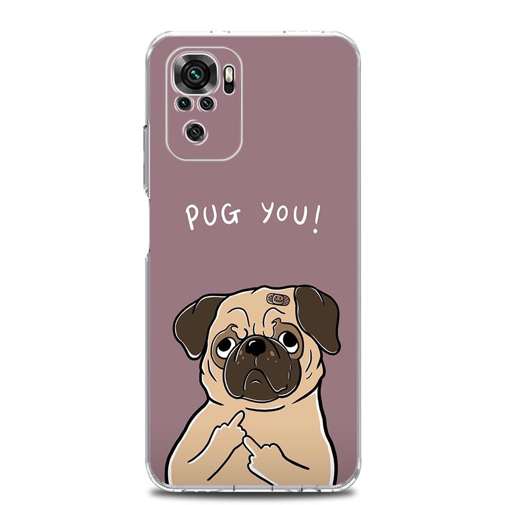 Cute Pug Dog Soft TPU Phone Case For Xiaomi Redmi Note 15 14 13 12 4G 10 11 Pro Plus 5G 14C 13C 12C 10C 9A Clear Cover