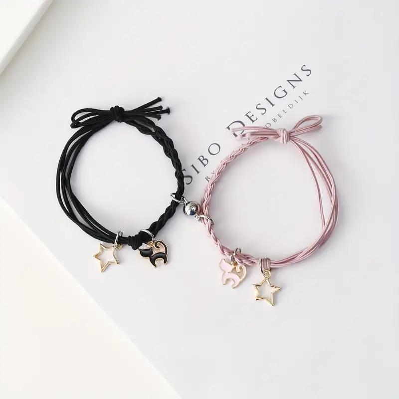 Cartoon Heart and Rabbit Butterfly Bracelet with Attracting Magnets for Women and Couples