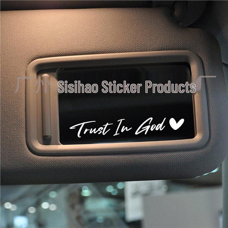 Trust In God Car Rearview Mirror Sticker - Reflective Car Body & Laptop Decoration