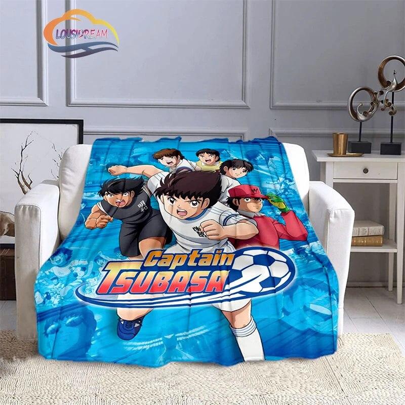 Captain Tsubasa Cartoon Blanket  Football Kicers Series Flannel Wool Air Conditioner  Warm Sofa Cover  Nap