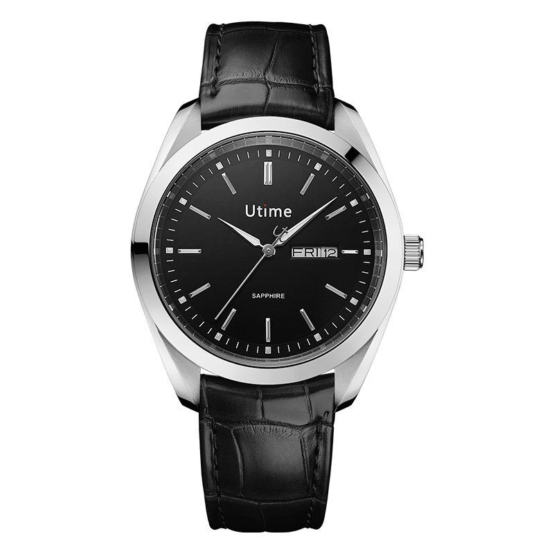 Utime High-End Men S Watch Stainless Steel Leather Waterproof Quartz Watch Business Men S Watch Men S