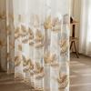 Transparent Sheer Curtain With Leaf Embroidery Living Room Balcony Modern Minimalist Decor