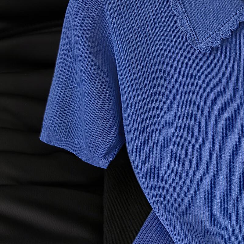 Women's Lyocell Blend Short Sleeve Lapel Knit Top