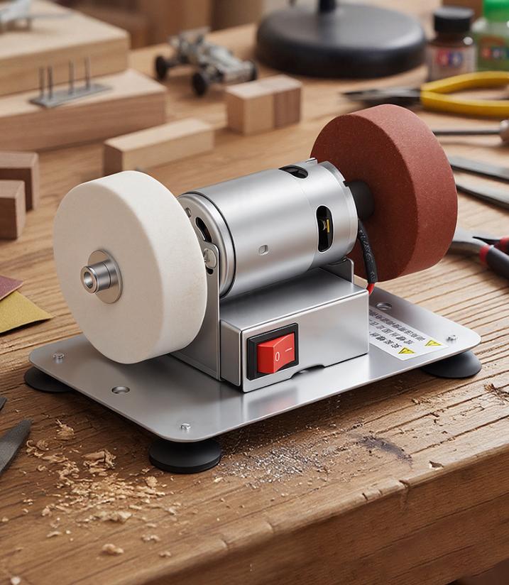 Electric Small Sander High Efficiency Portable Sanding Machine with 2 Wheels for Home DIY Woodworking Metal Polishing