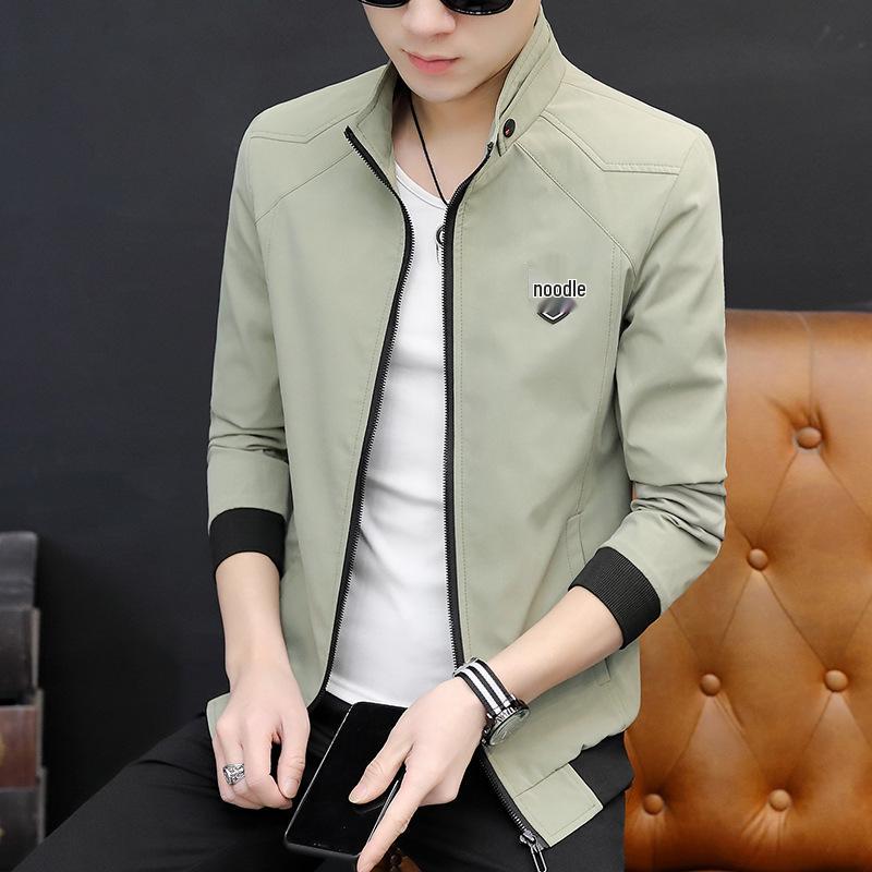 

Men s Autumn Slim Fit Stand Collar Jacket – Trendy Casual Long Sleeve Youth Style XXXL армия зеленый