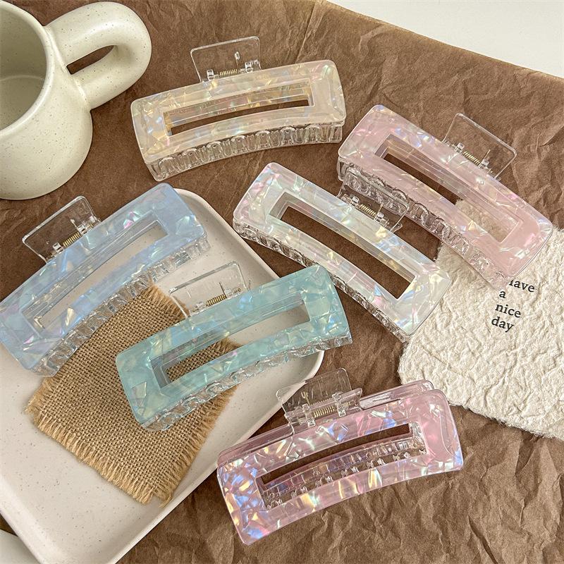 Extra Large Multicolor Acetic Acid Hairpins - Versatile Mermaid Square Design for Girls