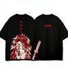 Men's Kimetsu No Yaiba T-Shirt Black Cotton Kokushibo Yoriichi Two-Sided Print Anime Tee for Casual Otaku Streetwear Daily Wear