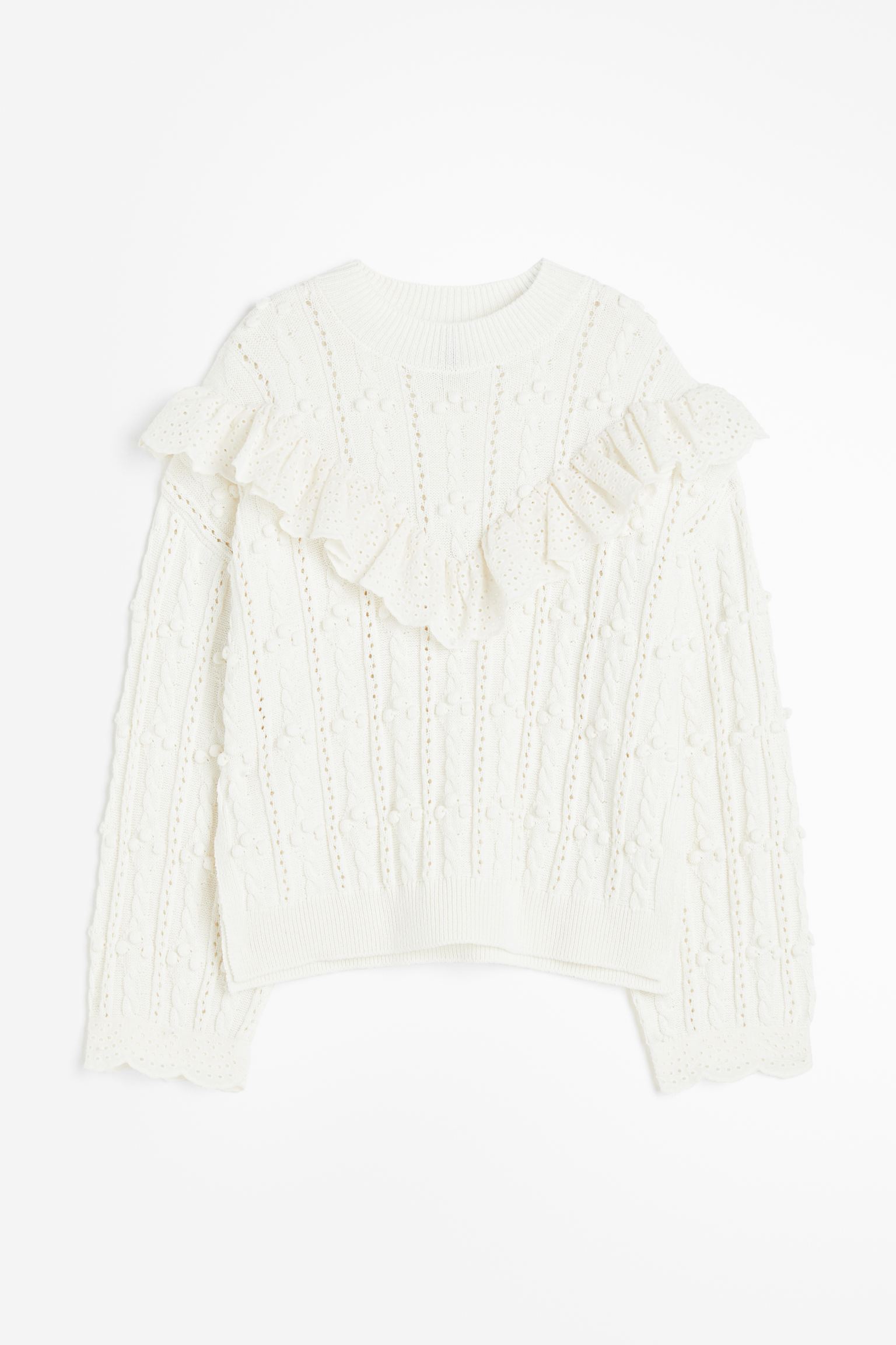 

Frill-trimmed textured-knit jumper