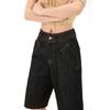 Fashion Summer Vintage Cargo Wide Leg Denim Cropped Capri Pants Loose Straight Trendy Slimming Functional Design
