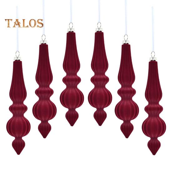 

6 шт. флокированных рождественских шаров неправильной формы, небьющиеся рождественские шары, легкие праздничные подвесные украшения для рождественской елки, домашний декор вино красного