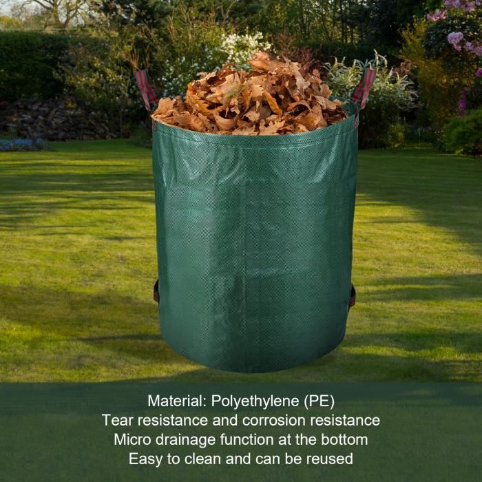 Sacs de Jardin 4x272L, Sacs à Déchets de Jardin, Poubelle de Jardin, pour Les Déchets de Jardin Feuillage de Pelouse Vert