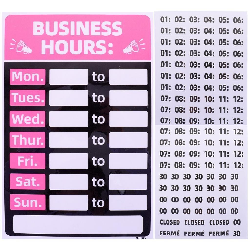 2Pcs Business Hours Stickers PVC Waterproof Self Adhesive Opening Closing Store Signs for Restaurants Shops Bars Coffee Cafes