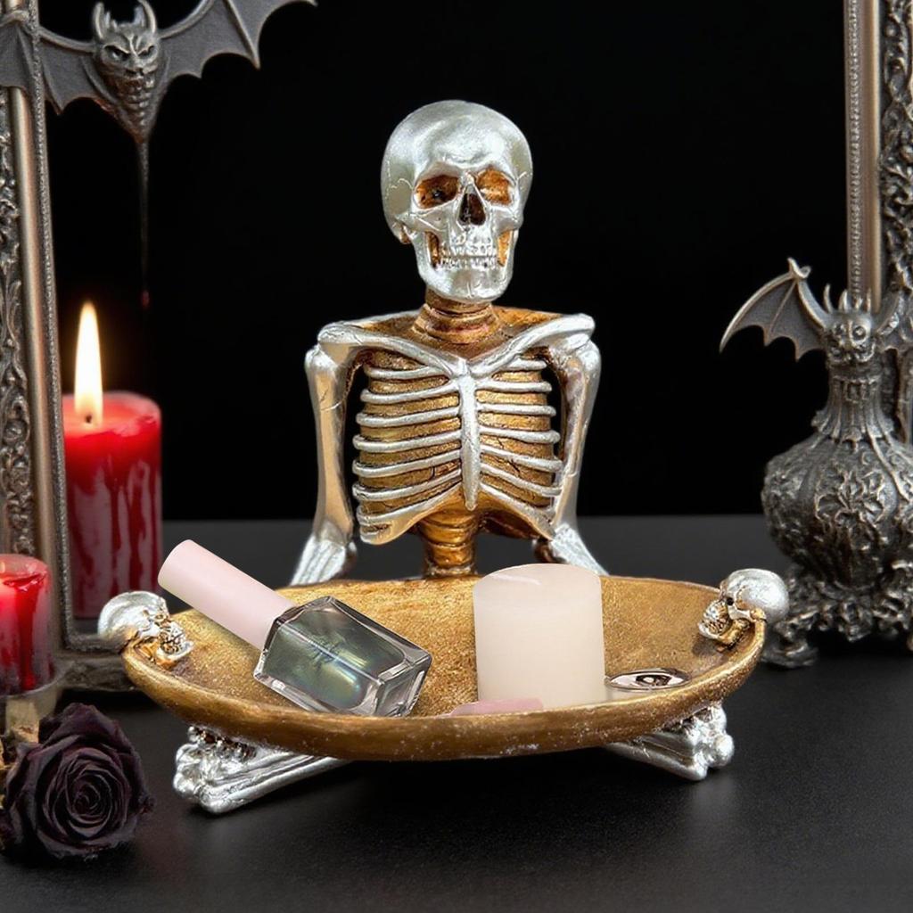 2025 Halloween Skeleton Candy Bowl Scary Resin Serving Bowl for Workplace Kitchen Cookie Fruit Jewelry Snack Dishes