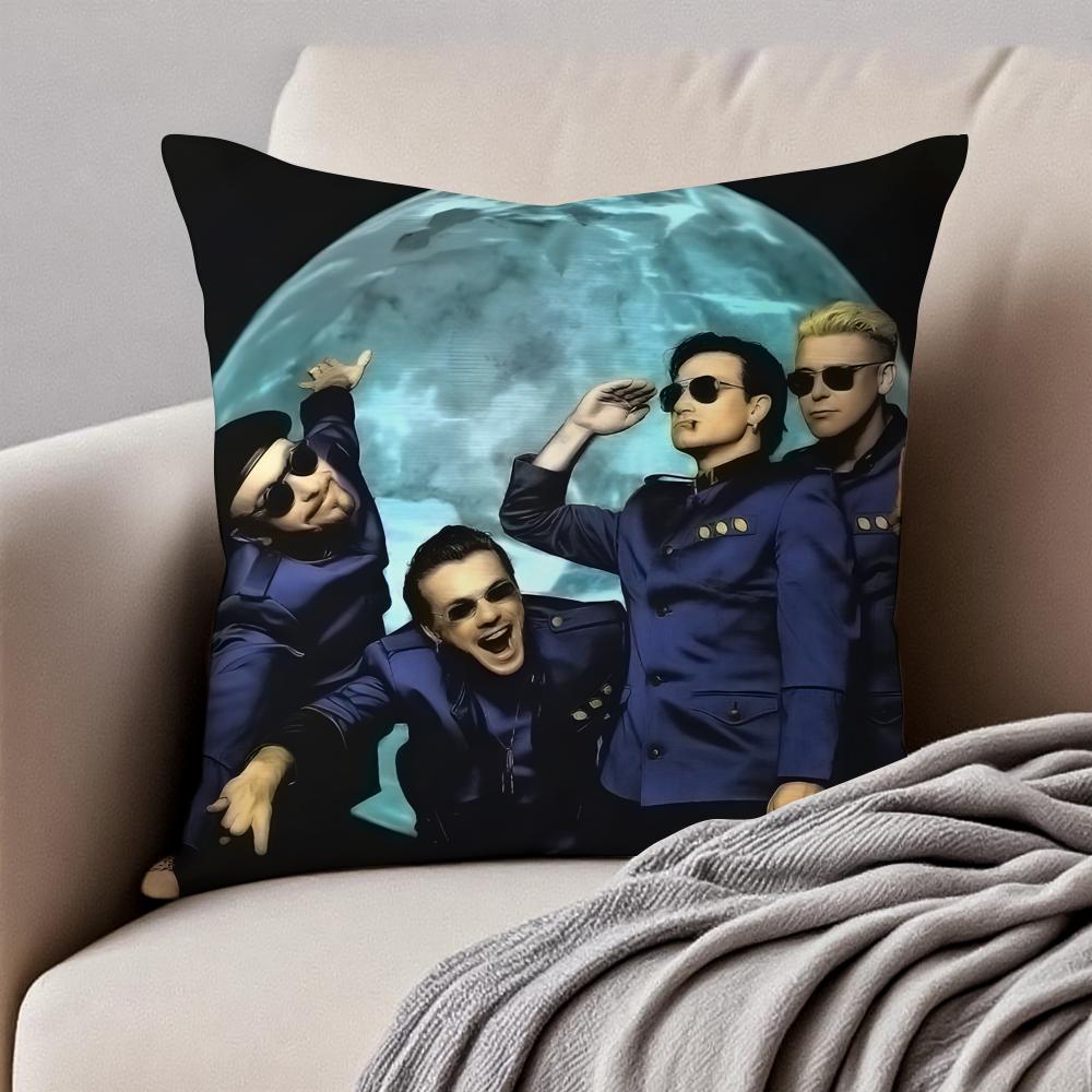 Classic Rock Band UU2 Cushion Cover Pillowcase Antidustmite Invisible Zipper Short Plush Sofa Cushion