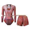 Vierteiliger Damen-Badeanzug mit langen Ärmeln, Netzstoff, Sonnenschutz und Hose