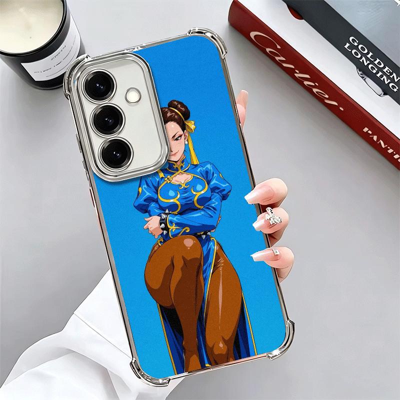 ChunLi S-Street F-FighterS Plating Phone Case For Samsung A17 A07 A37 A57 A16 A56 A15 A55 A14 A54 A13 A53 A26 A36 A25 A35 A24 A3