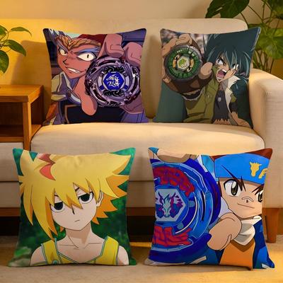 Kissenbezug Leinen Hautfreundlich Weich Dekorativ Hülle Für Sofa Heimdeko HEISS Anime BBeyblade Cartoon Kissenbezug