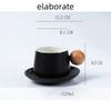 Home Coffee Cup and Saucer Set Expensive Mug Gift Ceramic Vintage Tea Set Wooden Handle Classic Mug Solid Color Ceramic Teacup