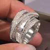 Bling Gold Color Rings Gorgeous Women Wedding Accessories Full Sparkling Cubic Zirconia Party Luxury Trendy Jewelry