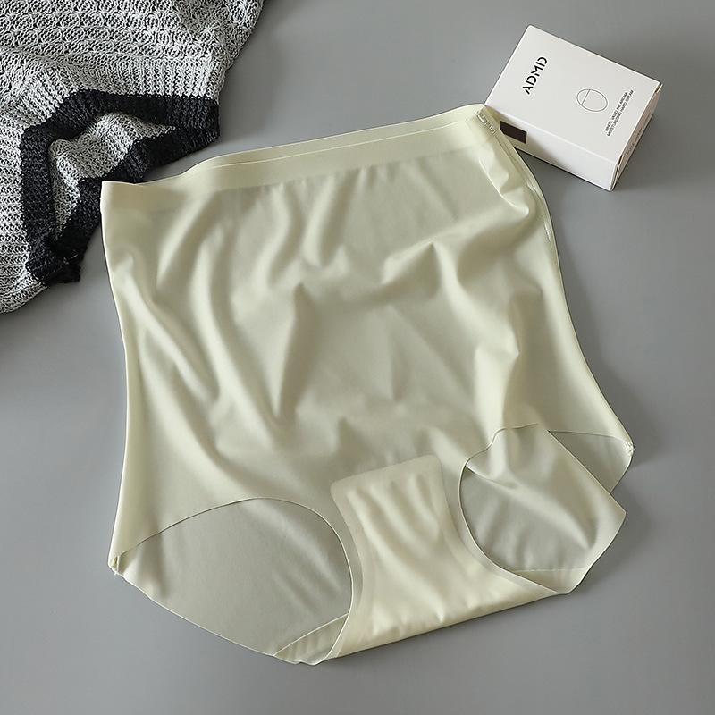 Skin Friendly and Breathable Ice Facial Mask High Waist Panties Seamless No Curling Edges Light and Thin Solid Color Triangle Women’s Panties