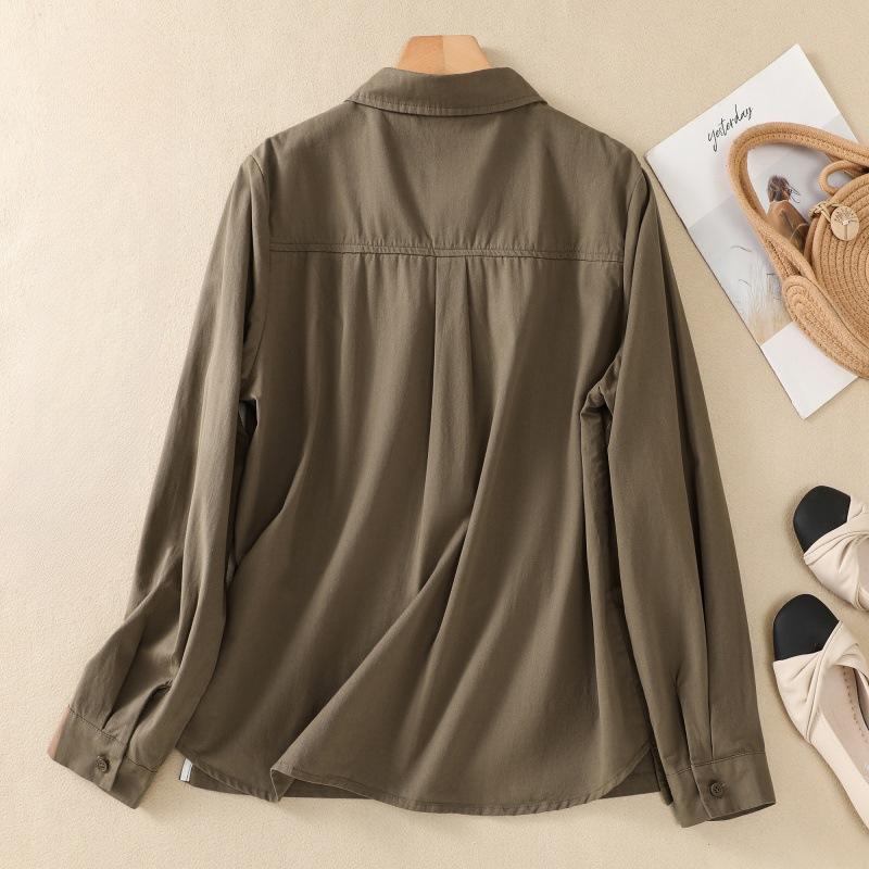 Spring Solid Color Artistic Loose Slimming Shirt Top for Women Shirts