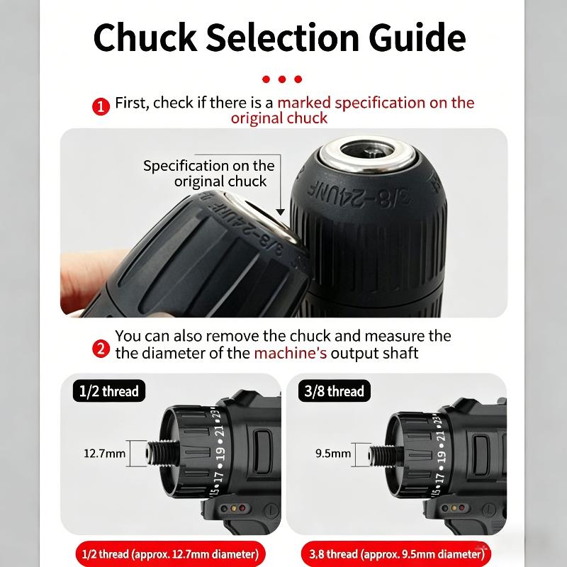 10Mm Hard Metal Drill Chuck Self Locking Keyless Electric Tools 3/8-24Unf Thread For Rechargeable Electric Drills