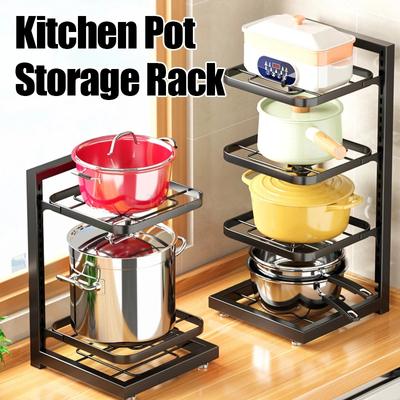 Kitchen Sink Shelf Multi-layer Pot Rack Under Cabinet Storage Organizer Rack Multi-functional Frying Pan Rice Cooker Holder