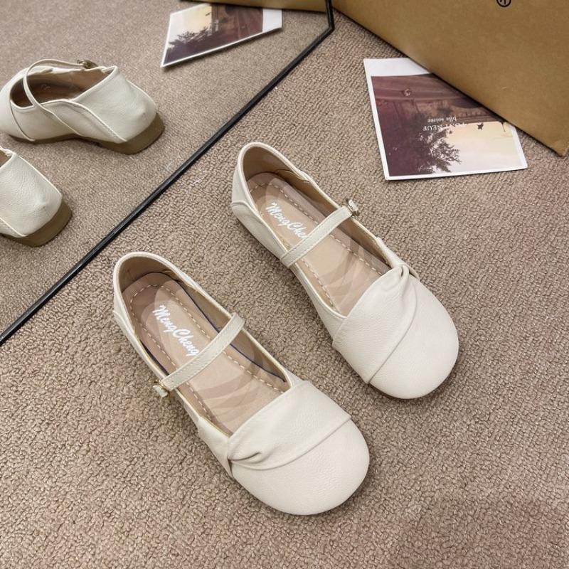 

Туфли Мэри Джейн на низком каблуке с пряжкой на сумке, новая осенняя модель, туфли с пряжкой на ремешке, студенческие однотонные туфли Doudou 40