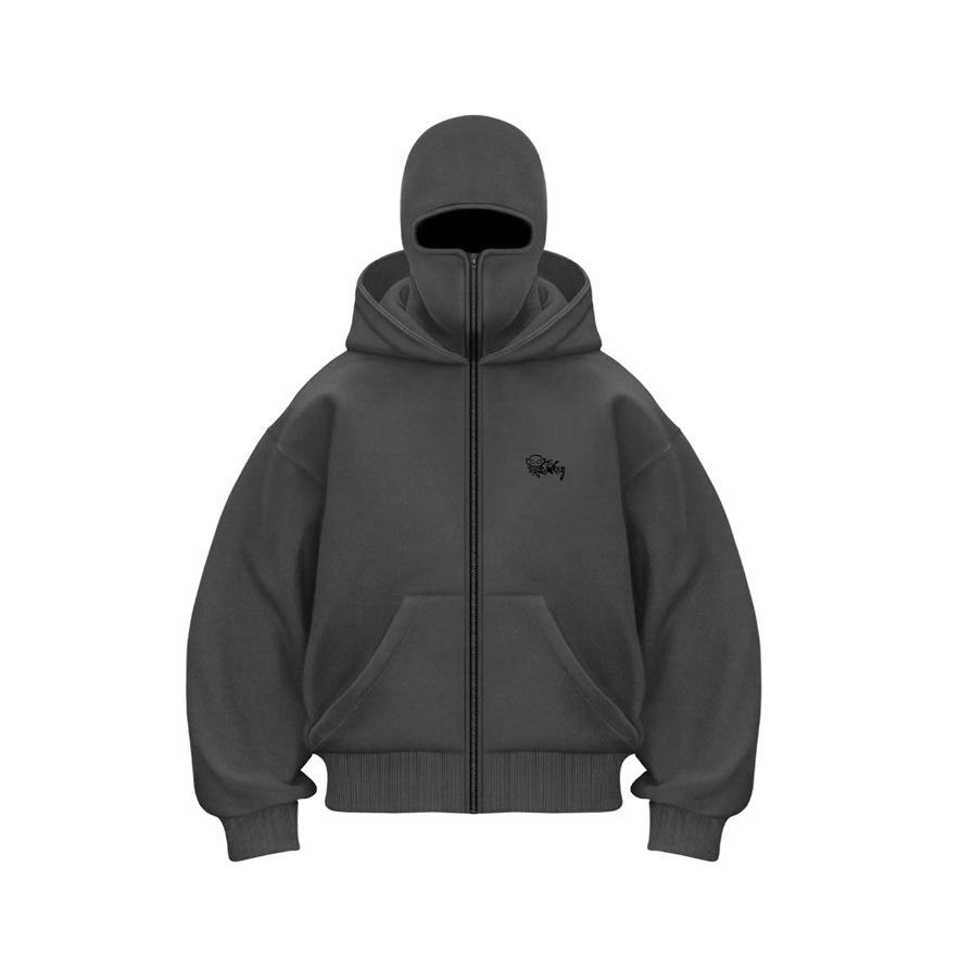 2025 American Trendy Double Hood Zipper Cardigan Hoodie - Couple Style, Windproof, High Street Fashion