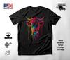 Bull Portrait Neon Graphic T-Shirt Black Unisex S-2XL