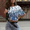 Women's Crew Neck Pullover T-Shirt Floral Print Short Sleeve Casual Loose Fit Top Lightweight Summer Tee