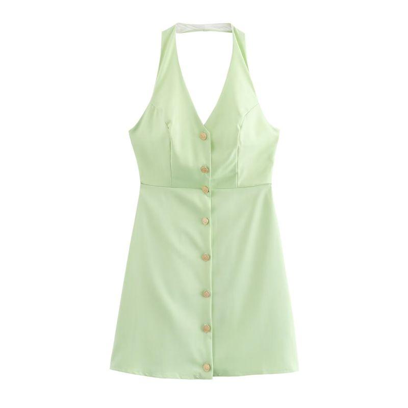 

Kaslead New Arrival Women s Clothing Fashion Style Fashion Halter Backless Cardigan Sexy Mini Dress Light green L