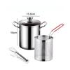 Steel Frying Pot with Two Handholds, 3 L Capacity, and a Formed Body for Cooking Tempura, French Fries, Shrimp, and Meatballs during Household Cooking