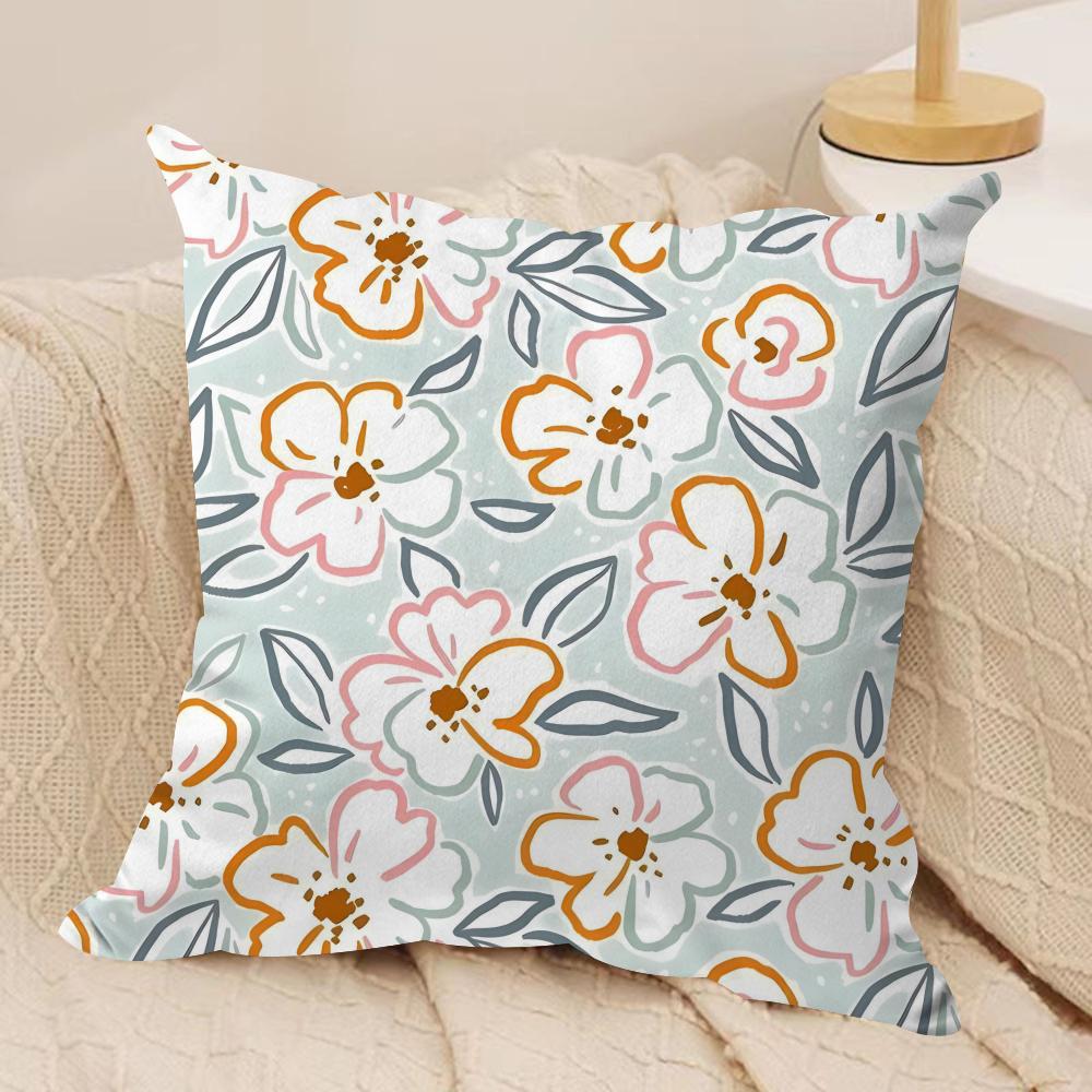 Simple And Elegant Flowers Cushion Cover Pillowcase Ultra Soft Skin Friendly Fabric Cloud Like Comfort  Concealed Zipper