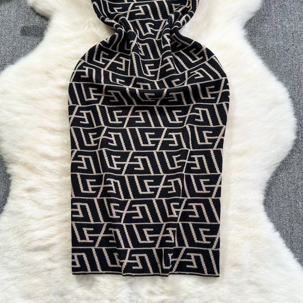 Summer Women Brand Designer Sexy Club Party Halter Print Letter Knitted Sweater Slim Bodycon Mini Short Sheath Dresses