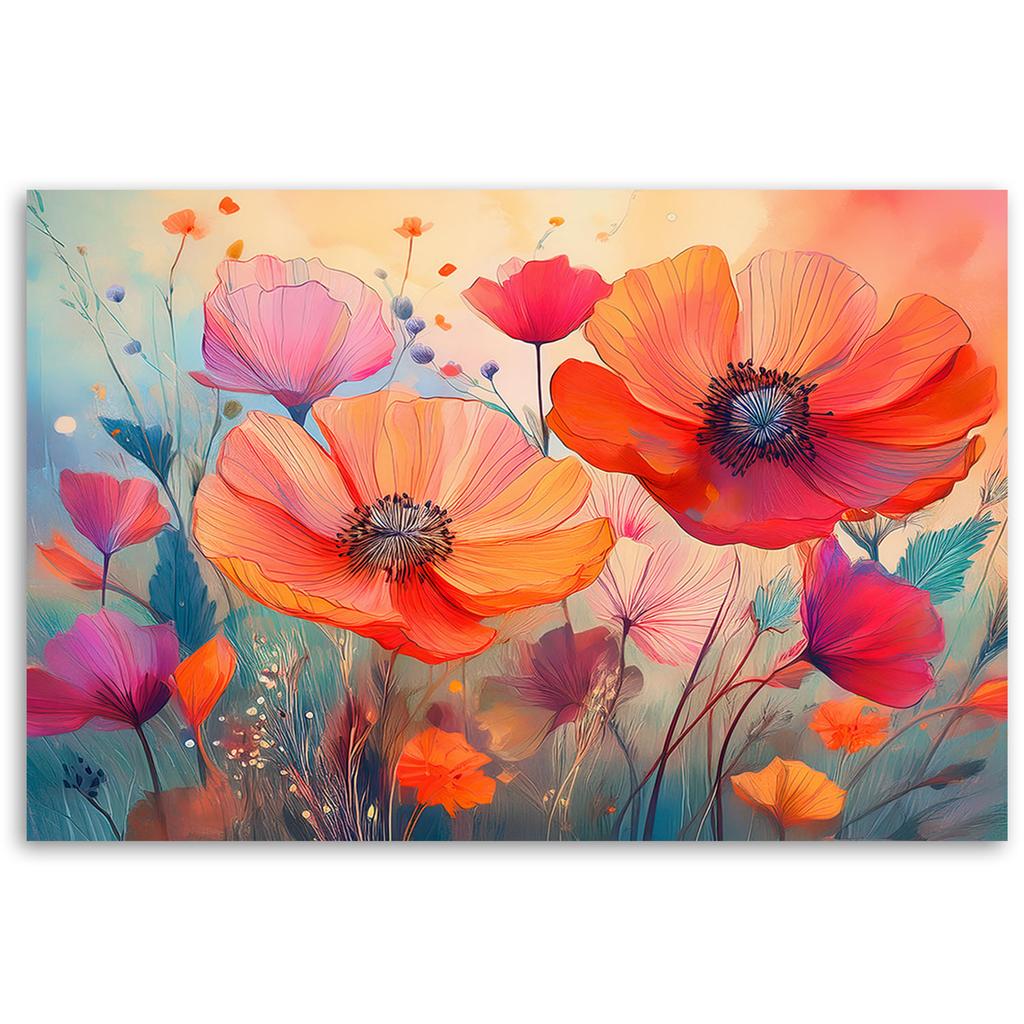 Canvas Print, Flowers Botanicals Poppies Abstraction